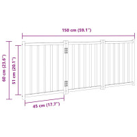 Produktbild för Hundgrind hopfällbar 3 paneler vit 150 cm massivt granträ