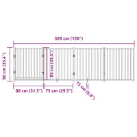 Produktbild för Hundgrind med dörr vikbar 4 paneler vit 320 cm massivt granträ