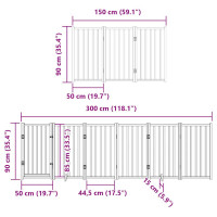 Produktbild för Hundgrind med dörr vikbar 9 paneler vit 450 cm poppel