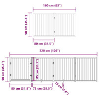 Produktbild för Hundgrind med dörr vikbar 12 paneler brun 960 cm poppel