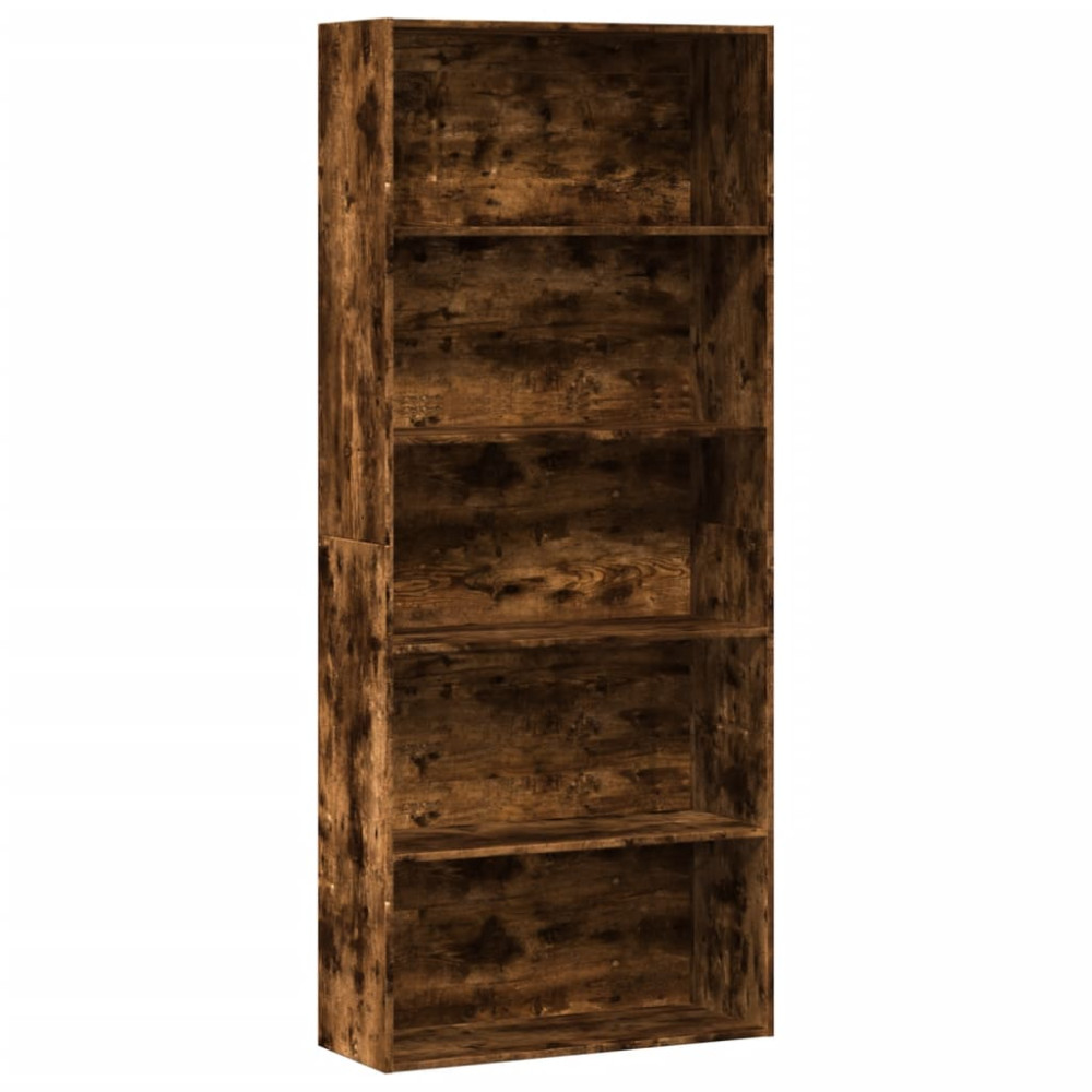 Produktbild för Bokhylla rökfärgad ek 80x30x189 cm konstruerat trä