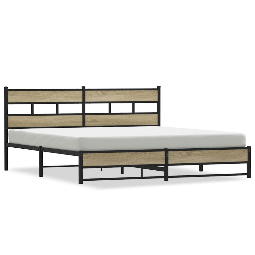 Produktbild för Sängram utan madrass metall sonoma-ek 183x213 cm