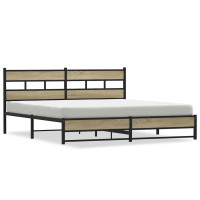 Produktbild för Sängram utan madrass metall sonoma-ek 183x213 cm