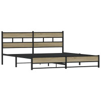 Produktbild för Sängram utan madrass metall sonoma-ek 183x213 cm