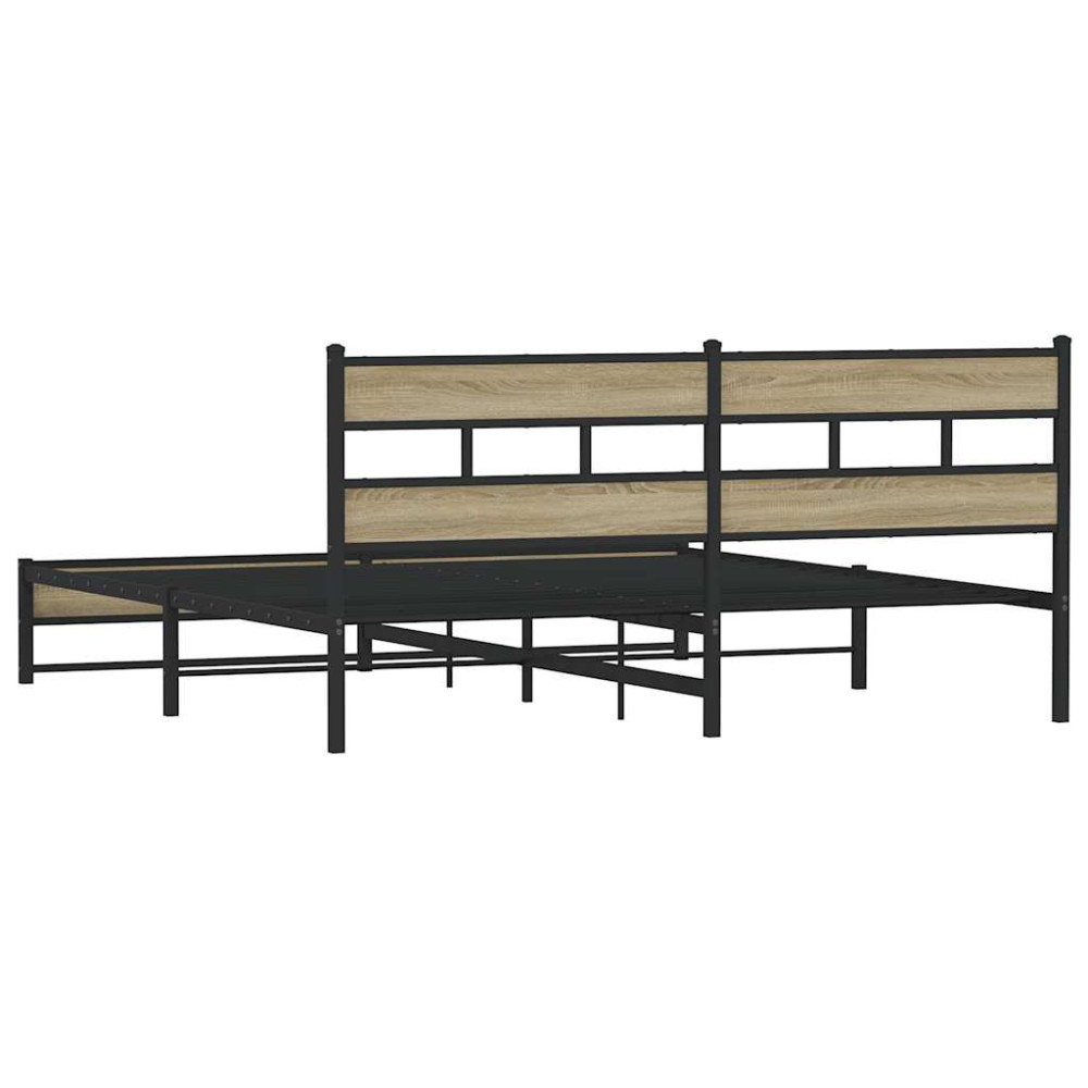Produktbild för Sängram utan madrass metall sonoma-ek 183x213 cm
