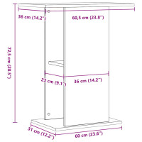 Produktbild för Akvariebänk åldrat trä 36x60,5x72,5 cm konstruerat trä