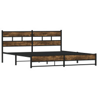 Produktbild för Sängram utan madrass metall rökfärgad ek 183x213 cm