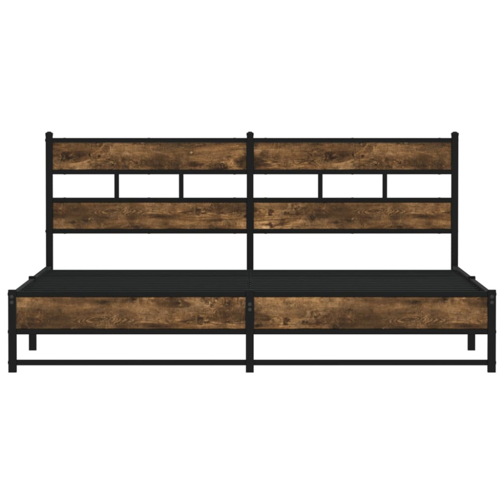 Produktbild för Sängram utan madrass metall rökfärgad ek 183x213 cm