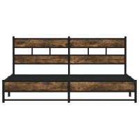 Produktbild för Sängram utan madrass metall rökfärgad ek 183x213 cm