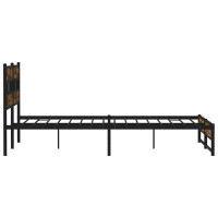 Produktbild för Sängram utan madrass metall rökfärgad ek 183x213 cm