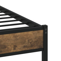 Produktbild för Sängram utan madrass metall rökfärgad ek 183x213 cm