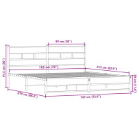 Produktbild för Sängram utan madrass metall rökfärgad ek 183x213 cm