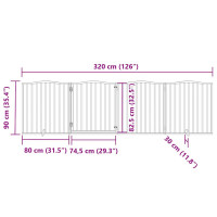 Produktbild för Hundgrind med dörr vikbar 4 paneler 320 cm poppel