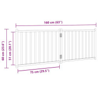 Produktbild för Hundgrind hopfällbar 2 paneler 160 cm massivt granträ