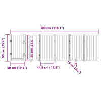 Produktbild för Hundgrind med dörr vikbar 6 paneler svart 300cm massivt granträ