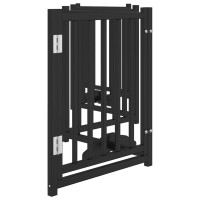 Produktbild för Hundgrind med dörr vikbar 6 paneler svart 300cm massivt granträ