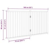 Produktbild för Hundgrind hopfällbar 2 paneler brun ek 160 cm massivt granträ