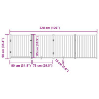 Produktbild för Hundgrind med dörr vikbar 4 paneler svart 320cm massivt granträ