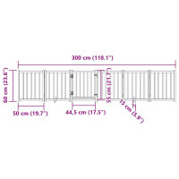 Produktbild för Hundgrind med dörr vikbar 6 paneler brun 300 cm massivt granträ