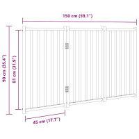 Produktbild för Hundgrind hopfällbar 3 paneler 150 cm massivt granträ