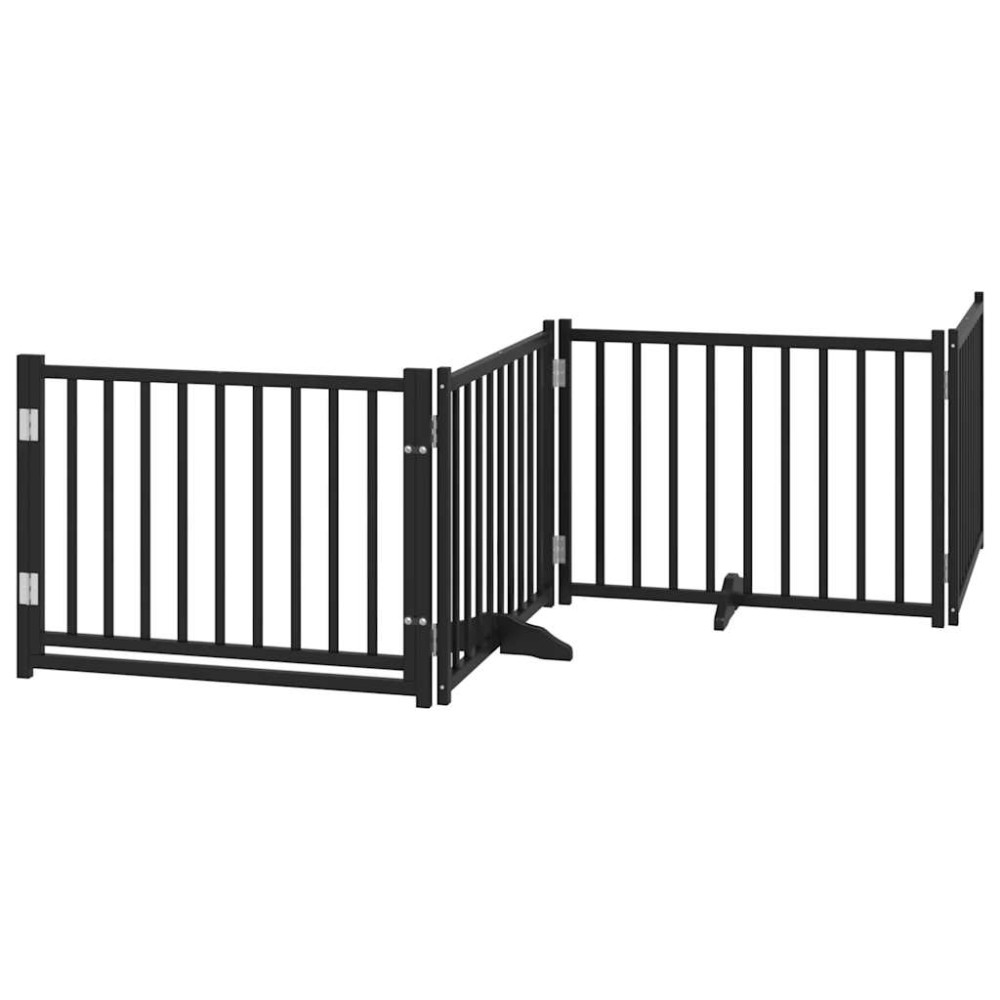 Produktbild för Hundgrind med dörr vikbar 12 paneler svart 960 cm poppel