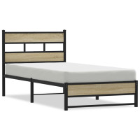 Produktbild för Sängram utan madrass metall sonoma-ek 100x190 cm