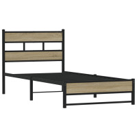 Produktbild för Sängram utan madrass metall sonoma-ek 100x190 cm