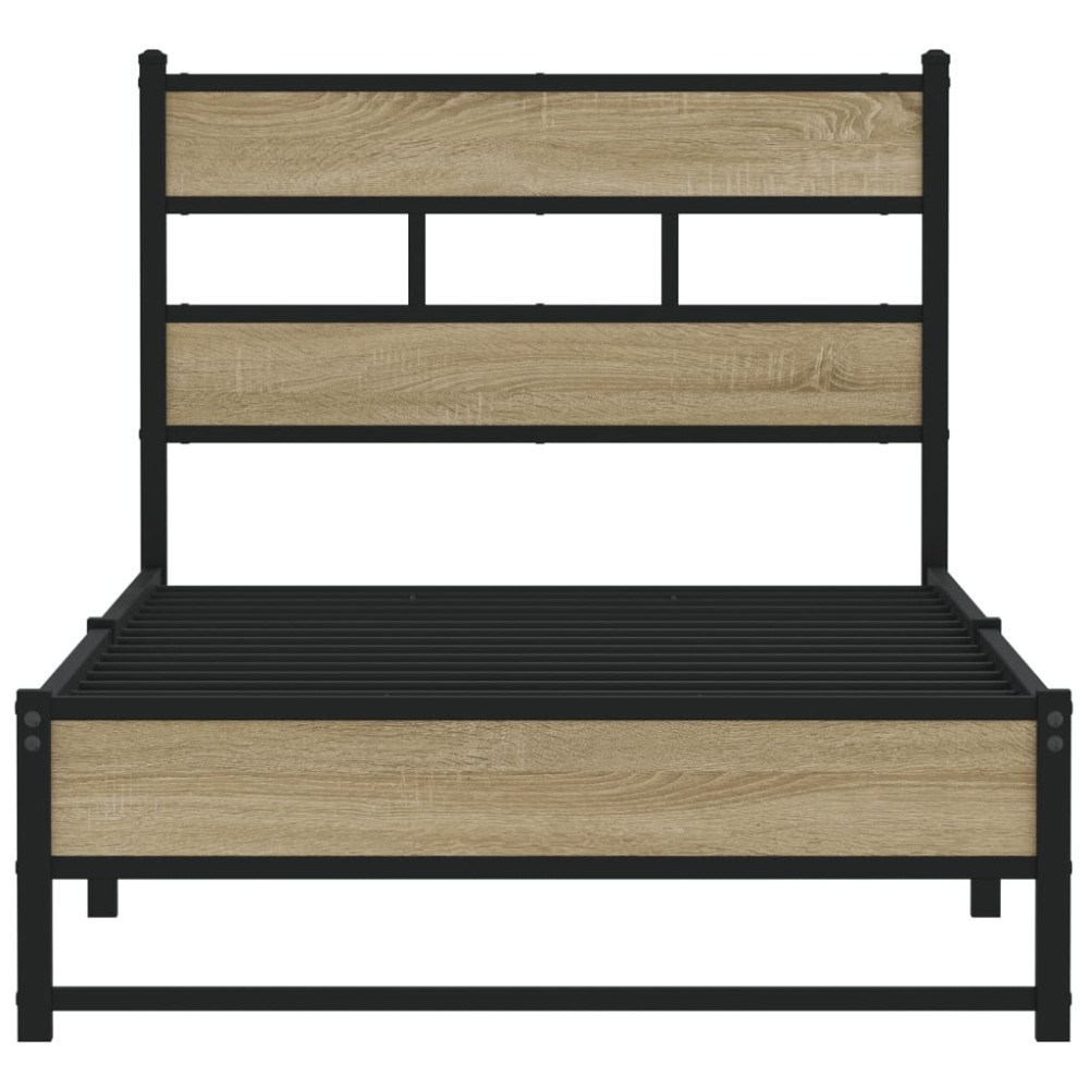 Produktbild för Sängram utan madrass metall sonoma-ek 100x190 cm