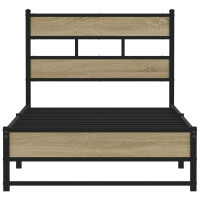 Produktbild för Sängram utan madrass metall sonoma-ek 100x190 cm
