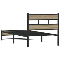 Produktbild för Sängram utan madrass metall sonoma-ek 100x190 cm