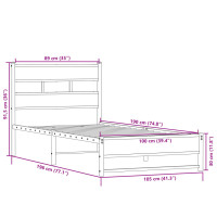 Produktbild för Sängram utan madrass metall sonoma-ek 100x190 cm