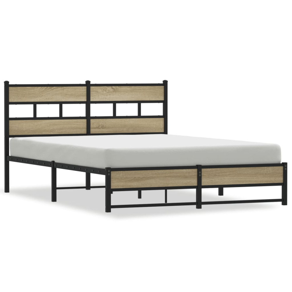 Produktbild för Sängram utan madrass metall sonoma-ek 140x190 cm