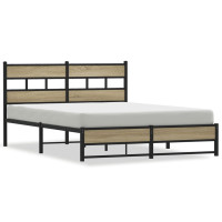 Produktbild för Sängram utan madrass metall sonoma-ek 140x190 cm