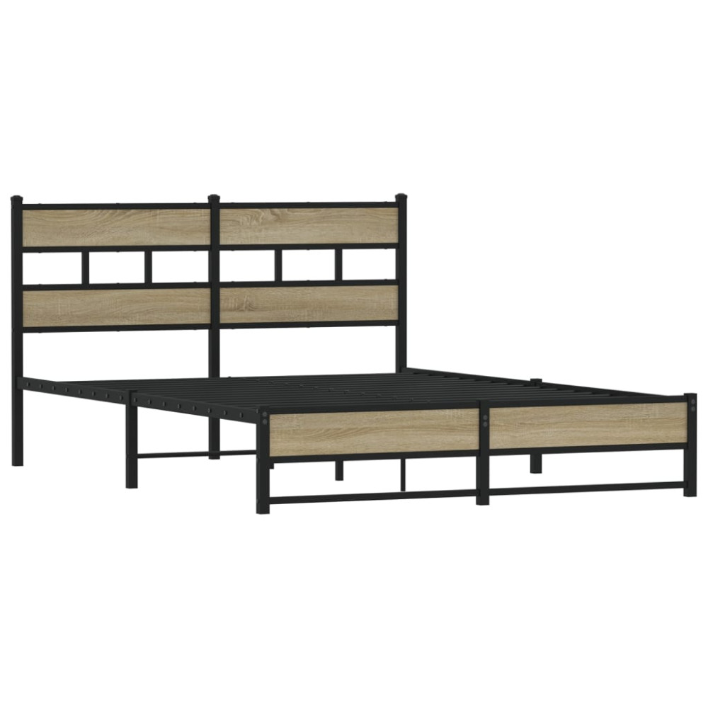 Produktbild för Sängram utan madrass metall sonoma-ek 140x190 cm