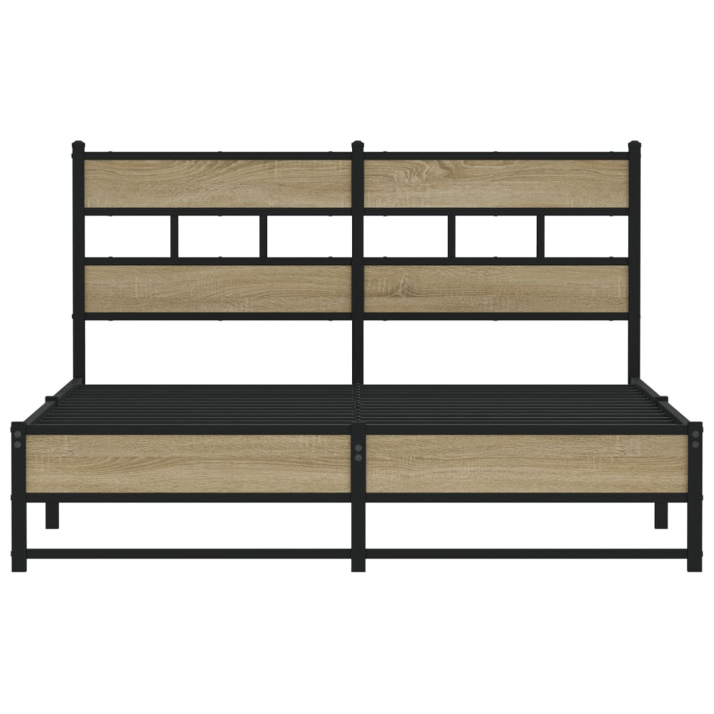 Produktbild för Sängram utan madrass metall sonoma-ek 140x190 cm