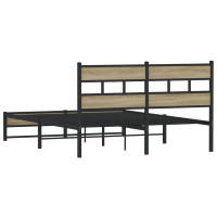 Produktbild för Sängram utan madrass metall sonoma-ek 140x190 cm