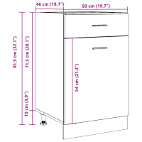 Produktbild för Underskåp med låda åldrat trä 50x46x81,5 cm konstruerat trä