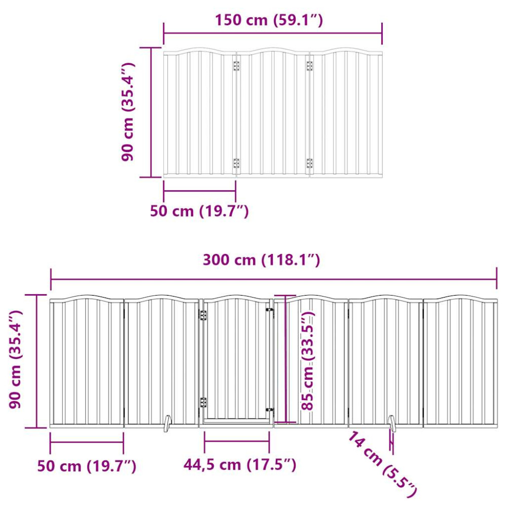 Produktbild för Hundgrind med dörr vikbar 15 paneler svart 750 cm poppel