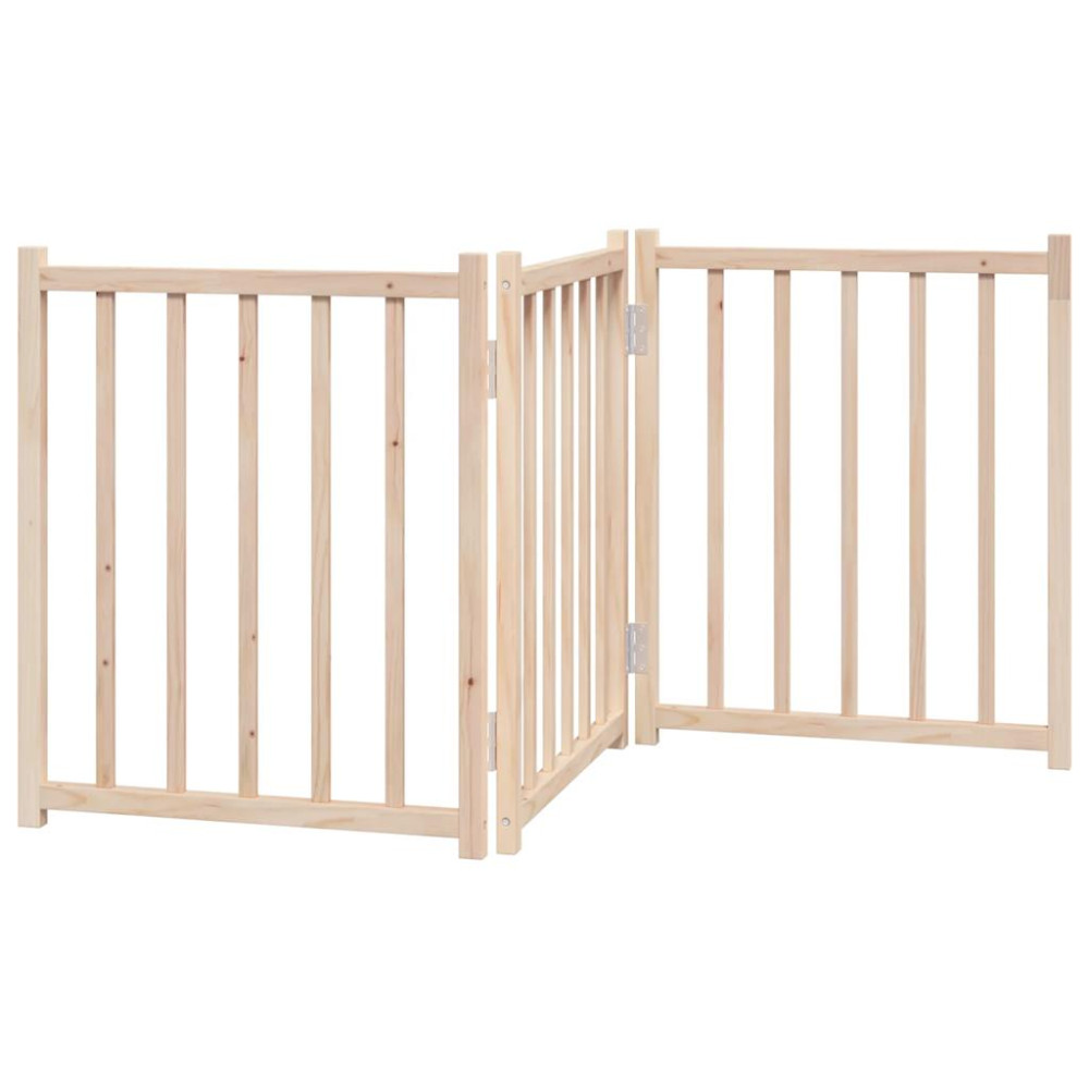 Produktbild för Hundgrind hopfällbar 3 paneler 150 cm massivt granträ