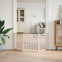 Produktbild för Hundgrind hopfällbar 3 paneler 150 cm massivt granträ
