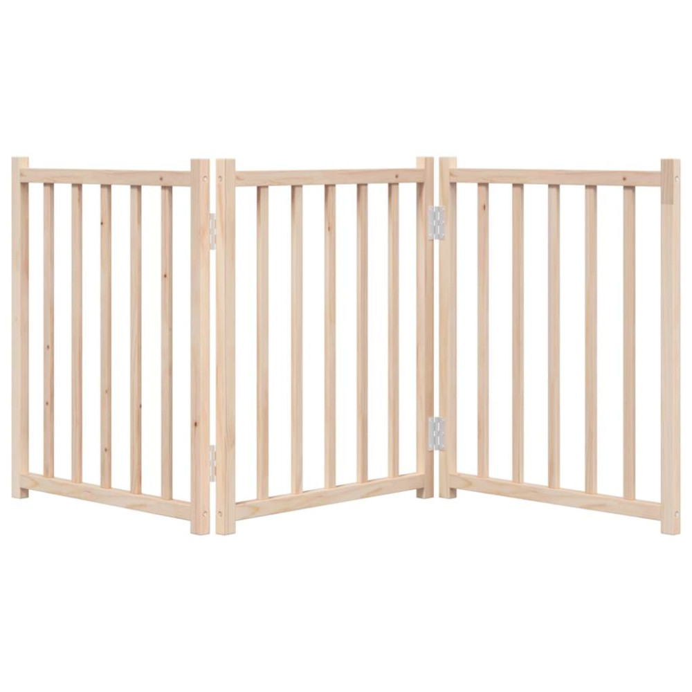 Produktbild för Hundgrind hopfällbar 3 paneler 150 cm massivt granträ