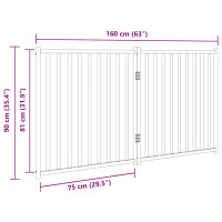 Produktbild för Hundgrind hopfällbar 2 paneler vit 160 cm massivt granträ