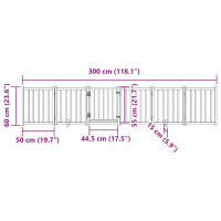 Produktbild för Hundgrind med dörr vikbar 6 paneler vit 300 cm massivt granträ