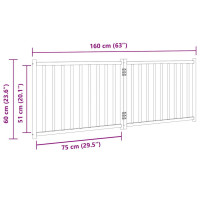 Produktbild för Hundgrind hopfällbar 2 paneler vit 160 cm massivt granträ