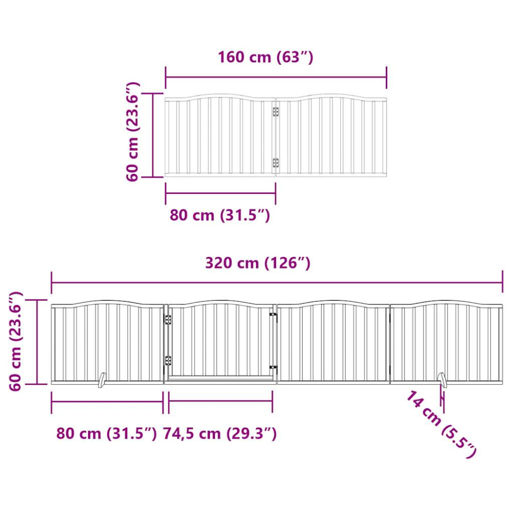 Produktbild för Hundgrind med dörr vikbar 12 paneler svart 960 cm poppel