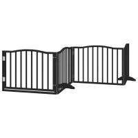 Produktbild för Hundgrind med dörr vikbar 12 paneler svart 960 cm poppel