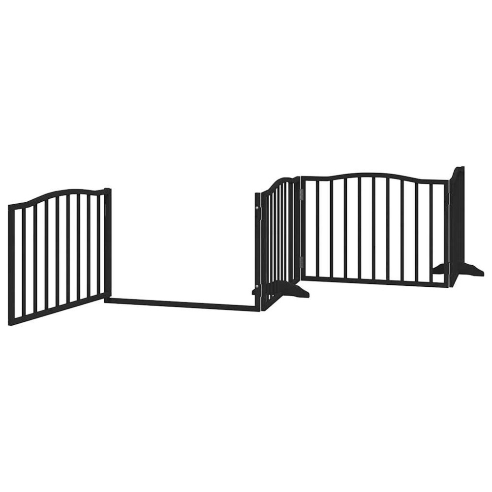 Produktbild för Hundgrind med dörr vikbar 12 paneler svart 960 cm poppel