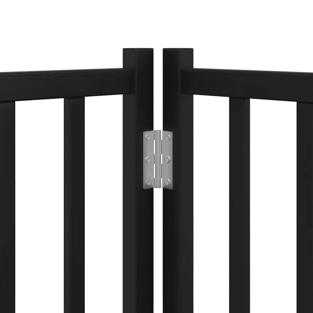 Produktbild för Hundgrind med dörr vikbar 15 paneler svart 750 cm poppel