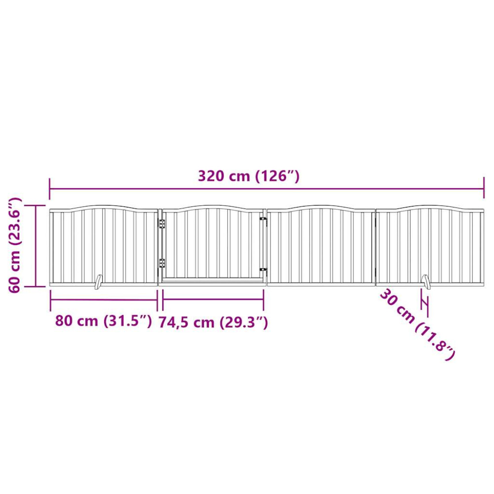 Produktbild för Hundgrind med dörr vikbar 4 paneler svart 320 cm poppelträ