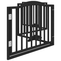 Produktbild för Hundgrind med dörr vikbar 4 paneler svart 320 cm poppelträ